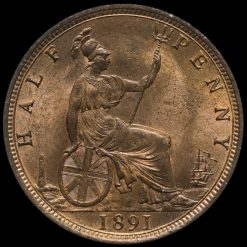 1891 Queen Victoria Bun Head Halfpenny Reverse