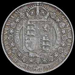 1891 Queen Victoria Jubilee Head Silver Half Crown Reverse