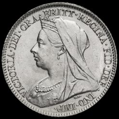 1897 Queen Victoria Veiled Head Silver Sixpence Obverse