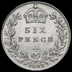 1897 Queen Victoria Veiled Head Silver Sixpence Reverse