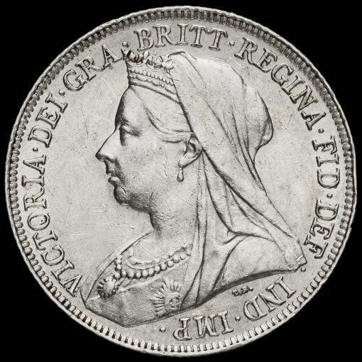 1897 Queen Victoria Veiled Head Silver Shilling Obverse