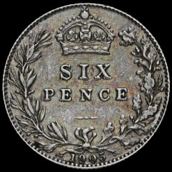 1905 Edward VII Silver Sixpence Reverse