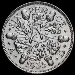 1933 George V Silver Sixpence Reverse