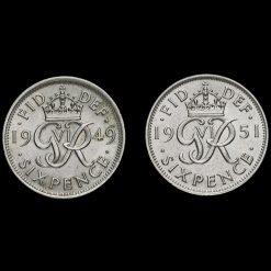 1949 & 1951 George VI Sixpences Reverse
