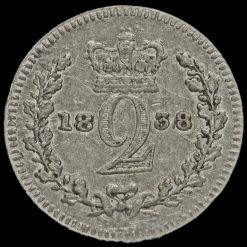 1838 Queen Victoria Young Head Silver Maundy Twopence Reverse