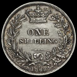 1868 Queen Victoria Young Head Silver Shilling Reverse
