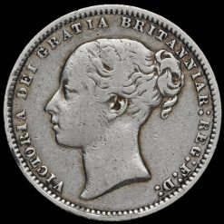1877 Queen Victoria Young Head Silver Shilling Obverse