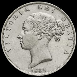 1886 Queen Victoria Young Head Silver Half Crown Obverse