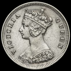 Hong Kong 1886 Queen Victoria Silver 10 Cents Obverse