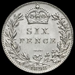 1898 Queen Victoria Veiled Head Silver Sixpence Reverse