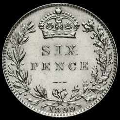 1899 Queen Victoria Veiled Head Silver Sixpence Reverse