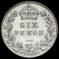 1900 Queen Victoria Veiled Head Sixpence Reverse