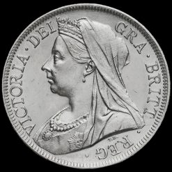 1900 Queen Victoria Veiled Head Silver Half Crown Obverse