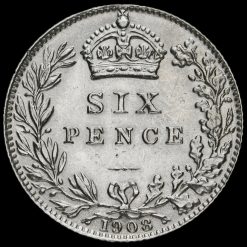 1908 Edward VII Silver Sixpence Reverse
