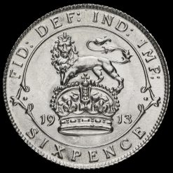 1913 George V Silver Sixpence Reverse