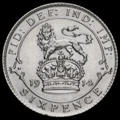 1914 George V Silver Sixpence Reverse