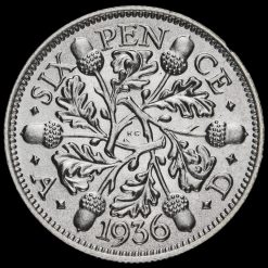 1936 George V Silver Sixpence Reverse