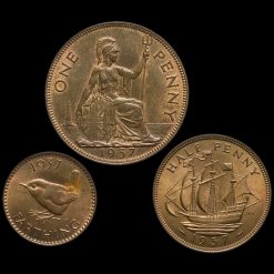 1937 George VI Penny, Halfpenny and Farthing Reverse