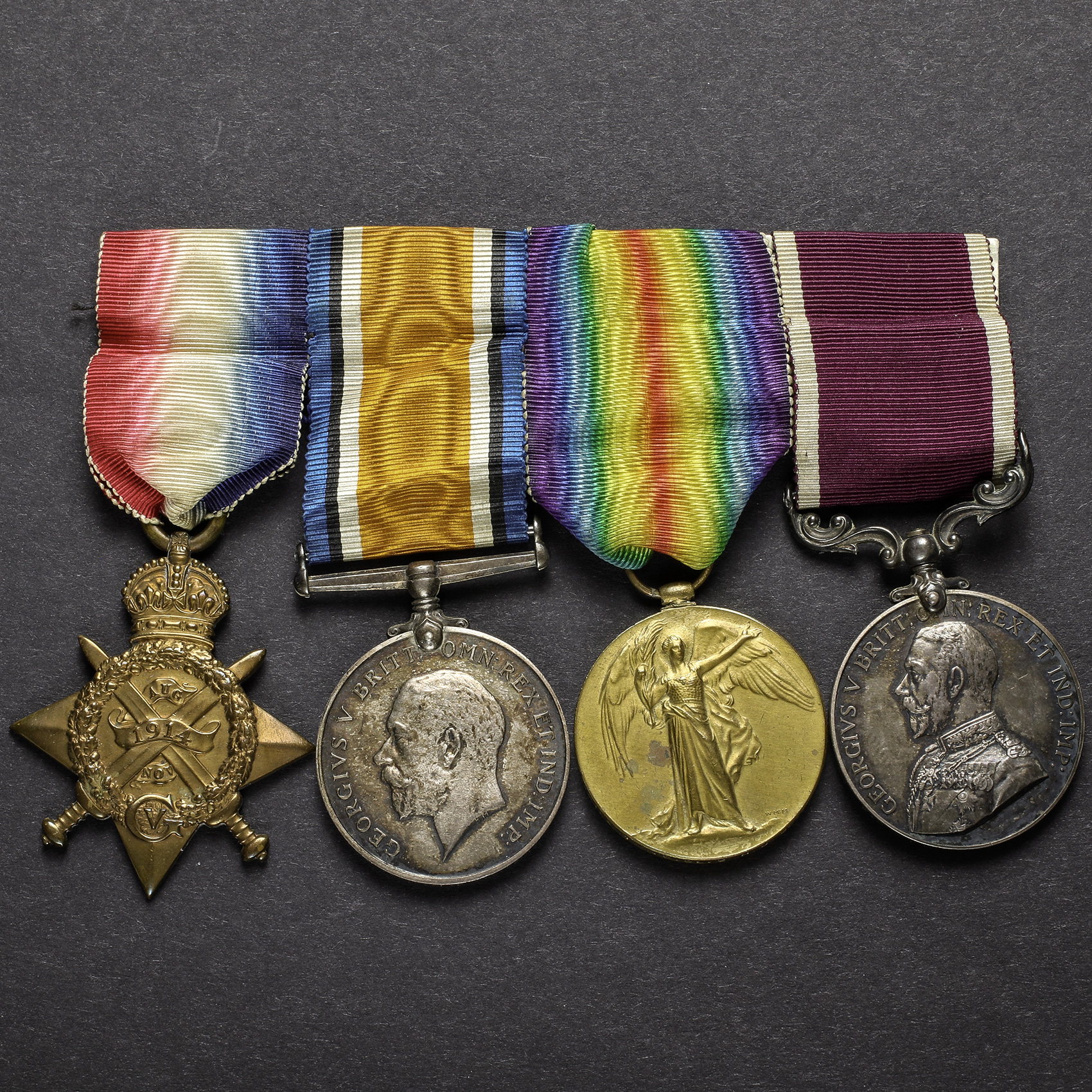 WW1 Medals 1914 Star Trio and Long Service & Good Conduct Medal Obverse