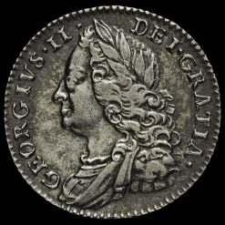1758 George II Early Milled Silver Sixpence Obverse