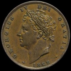 1828 George IV Milled Copper Farthing Obverse
