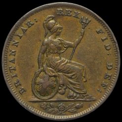 1828 George IV Milled Copper Farthing Reverse