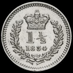 1834 William IV Milled Silver Three-Halfpence Reverse