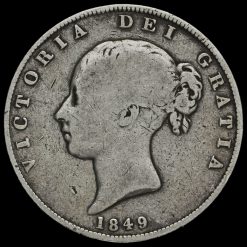 1849 Queen Victoria Young Head Silver Half Crown Obverse