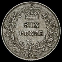 1872 Queen Victoria Young Head Silver Sixpence Obverse