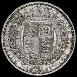 1887 Queen Victoria Jubilee Head Silver Half Crown Reverse