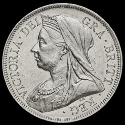 1893 Queen Victoria Veiled Head Silver Half Crown Obverse