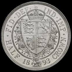 1893 Queen Victoria Veiled Head Silver Half Crown Reverse