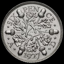 1927 George V Proof Silver Sixpence Reverse