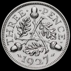 1927 George V Silver Proof Threepence Reverse