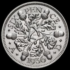 1936 George V Silver Sixpence Reverse
