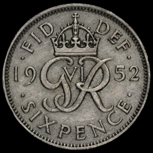 1952 VI Sixpence, Rare, VF 1952 VI Sixpence, Rare, VF