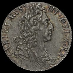 1697 William III Early Milled Silver Sixpence, Third Bust, GVLIEIMVS Error Obverse