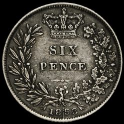 1853 Queen Victoria Young Head Silver Sixpence Reverse