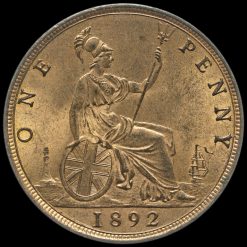 1892 Queen Victoria Bun Head Penny Reverse