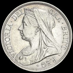 1900 Queen Victoria Veiled Head Silver Half Crown Obverse