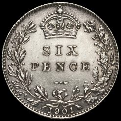 1901 Queen Victoria Veiled Head Silver Sixpence Reverse