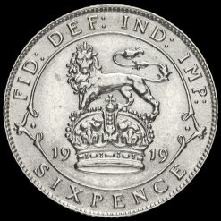 1919 George V Silver Sixpence Reverse