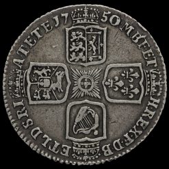 1750 George II Early Milled Silver Shilling Reverse