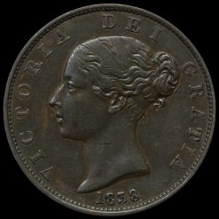 1838 Queen Victoria Young Head Copper Halfpenny Obverse