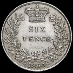 1860 Queen Victoria Young Head Silver Sixpence Reverse