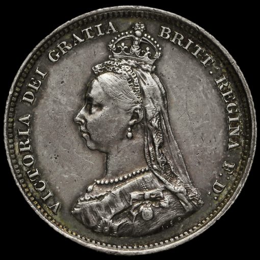 1887 Queen Victoria Jubilee Head Silver Shilling Obverse