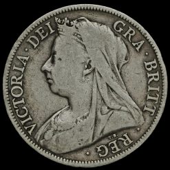 1898 Queen Victoria Veiled Head Silver Half Crown Obverse