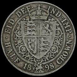 1898 Queen Victoria Veiled Head Silver Half Crown Reverse