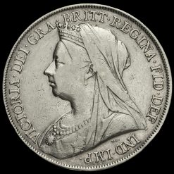 1899 Queen Victoria Veiled Head Silver LXIII Crown Obverse