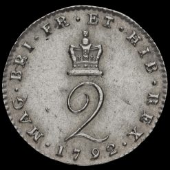 1792 George III Early Milled Silver Maundy Twopence Reverse